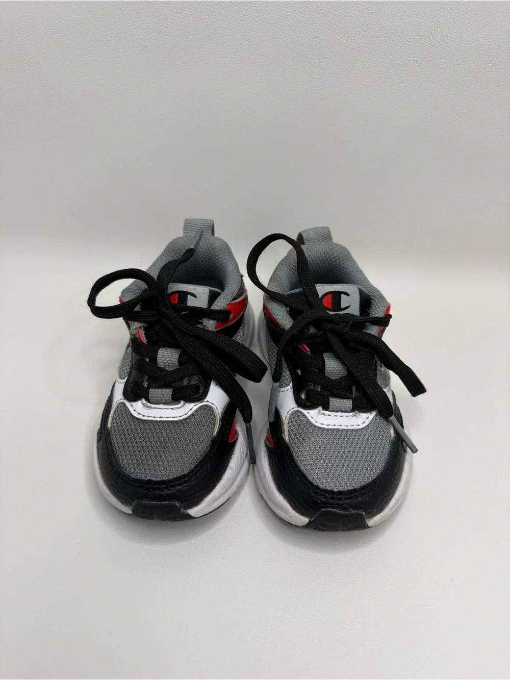 Champion Kids' Gray & Black Athletic Sneakers with Red Accent